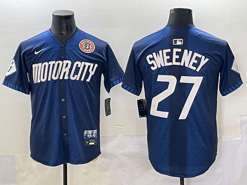 Men 2025 Detroit Tigers #27 Sweeney Blue City Edition Nike MLB Jersey style 5->detroit tigers->MLB Jersey